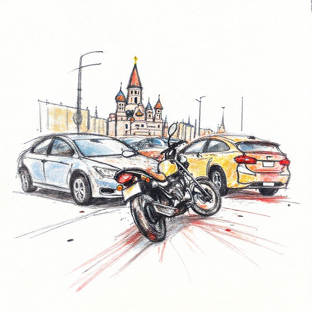 Центр Москвы: столкновение мотоцикла и трёх автомобилей